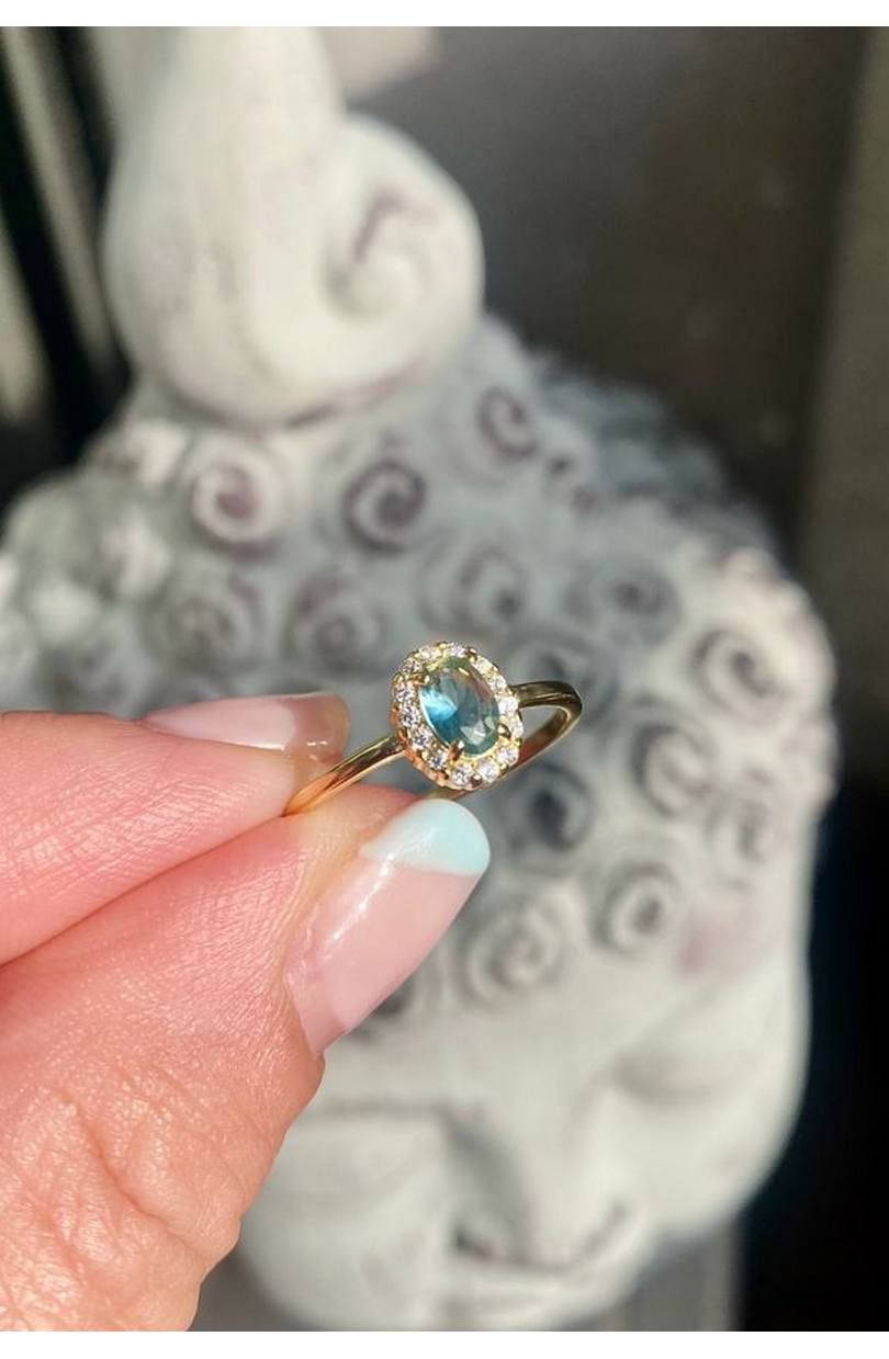 Anillo Blue Gold Plata 925 bañada oro