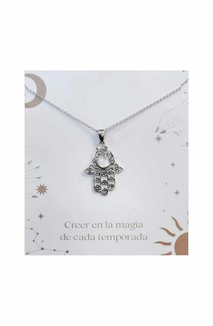 Gargantilla mano de Fátima nácar Plata 925 - Imagen 2