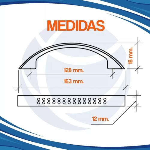 Tirador Manija Metálica Copahue 128 Mm Pack X 10 Unidades - Imagen 2