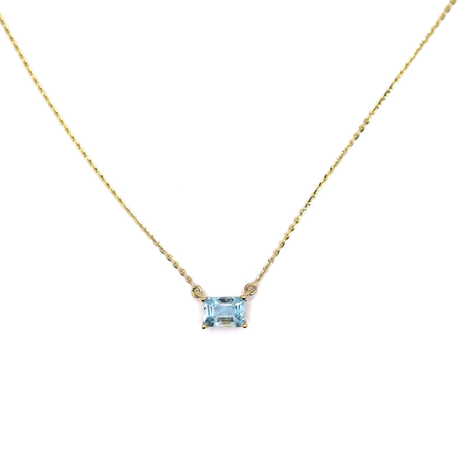 Collar con Aguamarina Natural en Oro Amarillo - Imagen 6