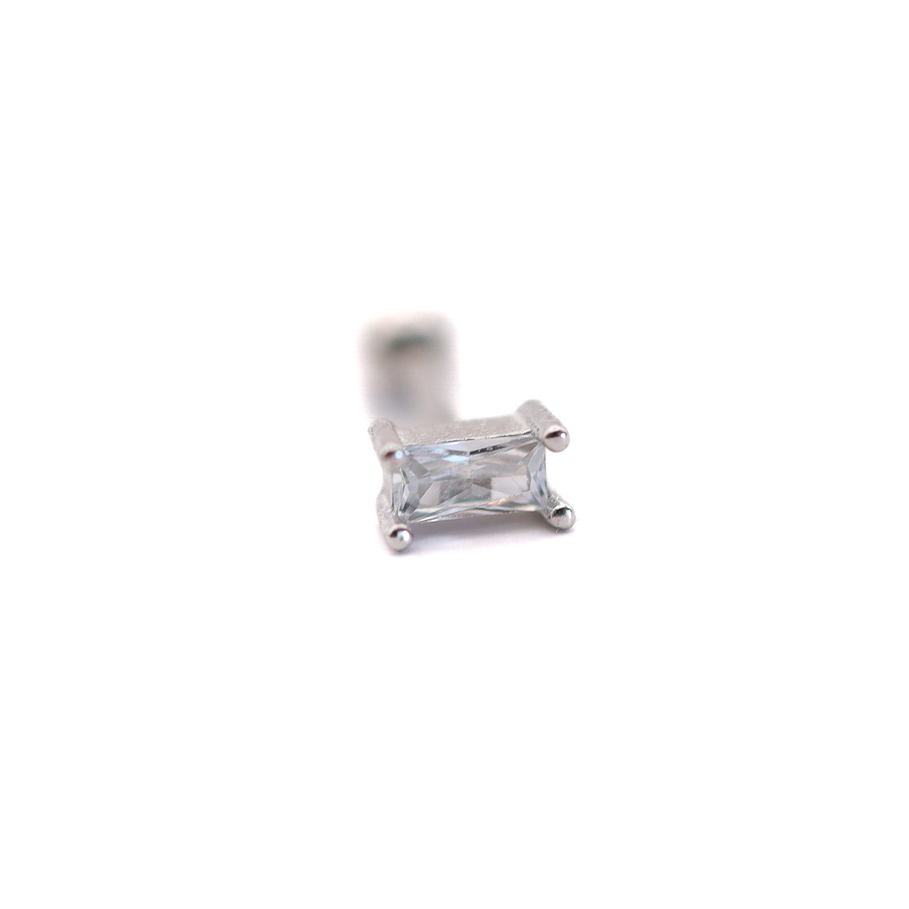 Arete Rectangular de Plata con Zirconia - Imagen 5