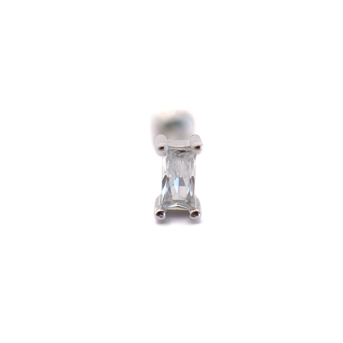 Arete Rectangular de Plata con Zirconia - Imagen 4