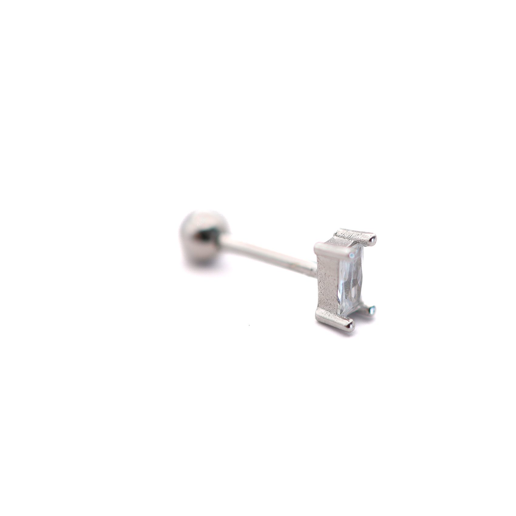 Arete Rectangular de Plata con Zirconia - Imagen 3